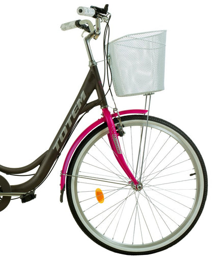 BICICLETA TOTEM CITY DAMA ARO 26 GRIS CON FUCSIA