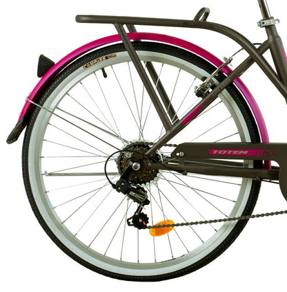 BICICLETA TOTEM CITY DAMA ARO 26 GRIS CON FUCSIA