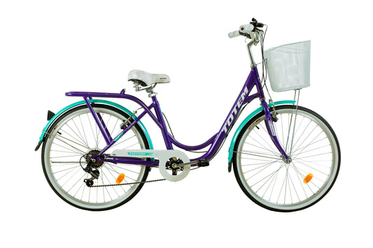 BICICLETA TOTEM CITY DAMA ARO 26 MORADO TURQUESA