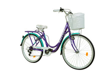 BICICLETA TOTEM CITY DAMA ARO 26 MORADO CON TURQUESA