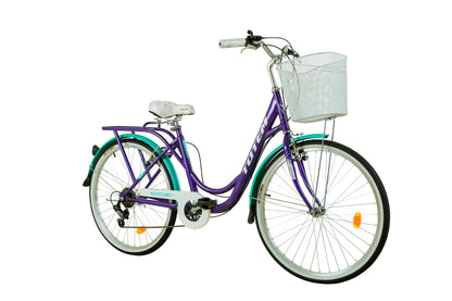 BICICLETA TOTEM CITY DAMA ARO 26 MORADO CON TURQUESA
