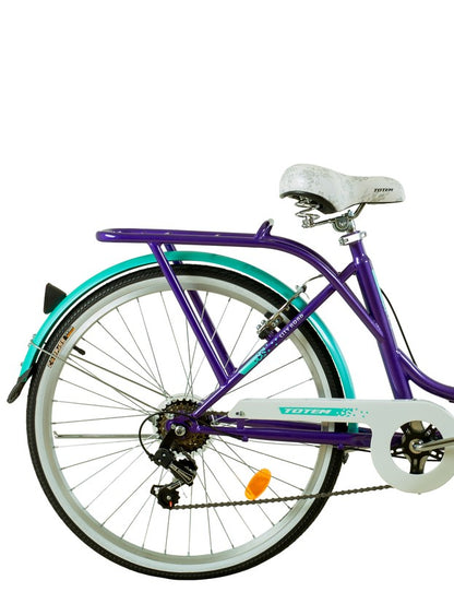 BICICLETA TOTEM CITY DAMA ARO 26 MORADO CON TURQUESA
