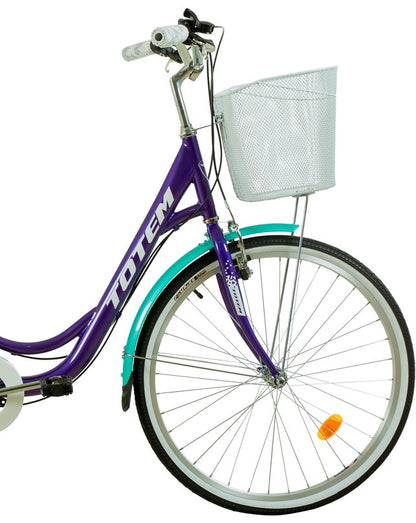 BICICLETA TOTEM CITY DAMA ARO 26 MORADO CON TURQUESA