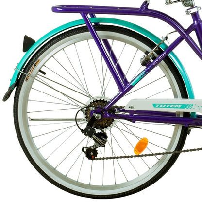 BICICLETA TOTEM CITY DAMA ARO 26 MORADO CON TURQUESA