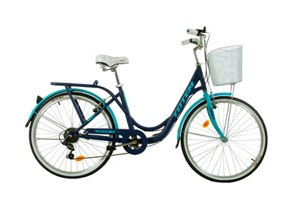 BICICLETA TOTEM CITY DAMA ARO 26 AZUL CON CELESTE