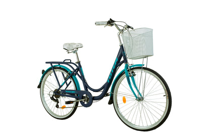 BICICLETA TOTEM CITY DAMA ARO 26 AZUL CON CELESTE