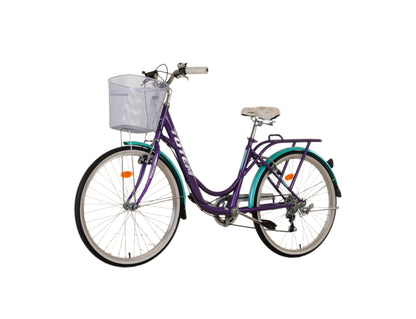 BICICLETA TOTEM CITY DAMA ARO 26 MORADO CON TURQUESA