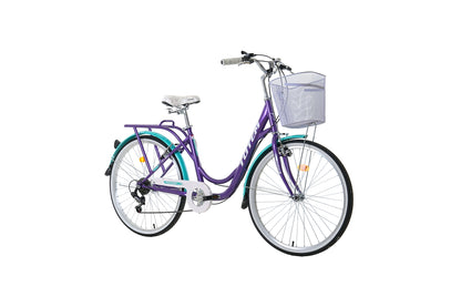 BICICLETA TOTEM CITY DAMA ARO 26 MORADO TURQUESA