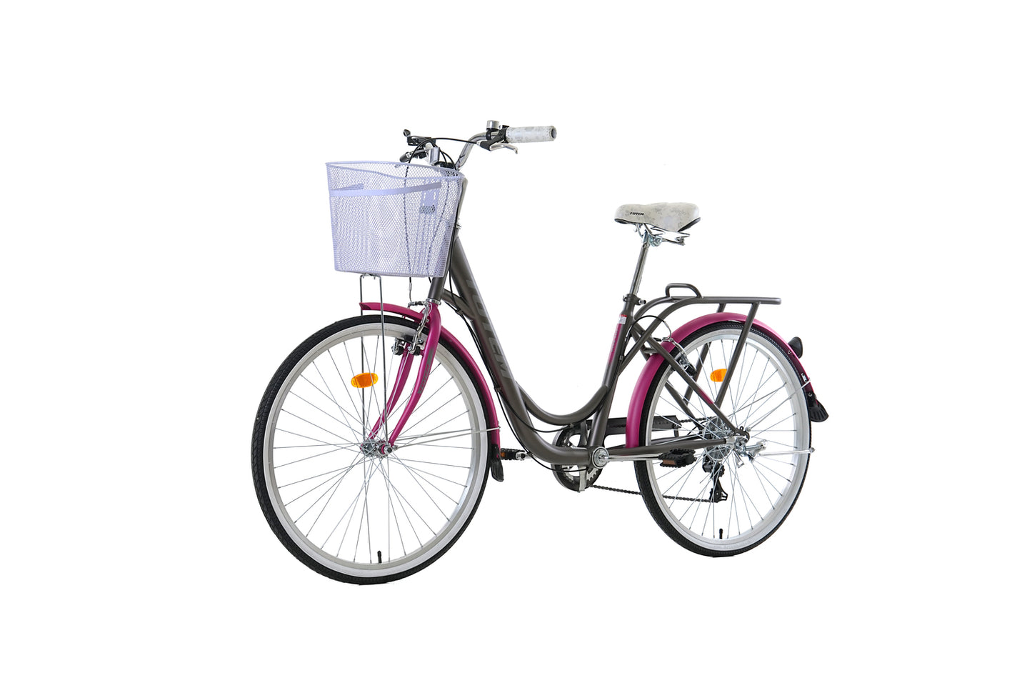BICICLETA TOTEM CITY DAMA ARO 26 GRIS CON FUCSIA