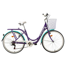 BICICLETA TOTEM CITY DAMA ARO 26 MORADO TURQUESA