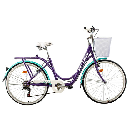 BICICLETA TOTEM CITY DAMA ARO 26 MORADO TURQUESA